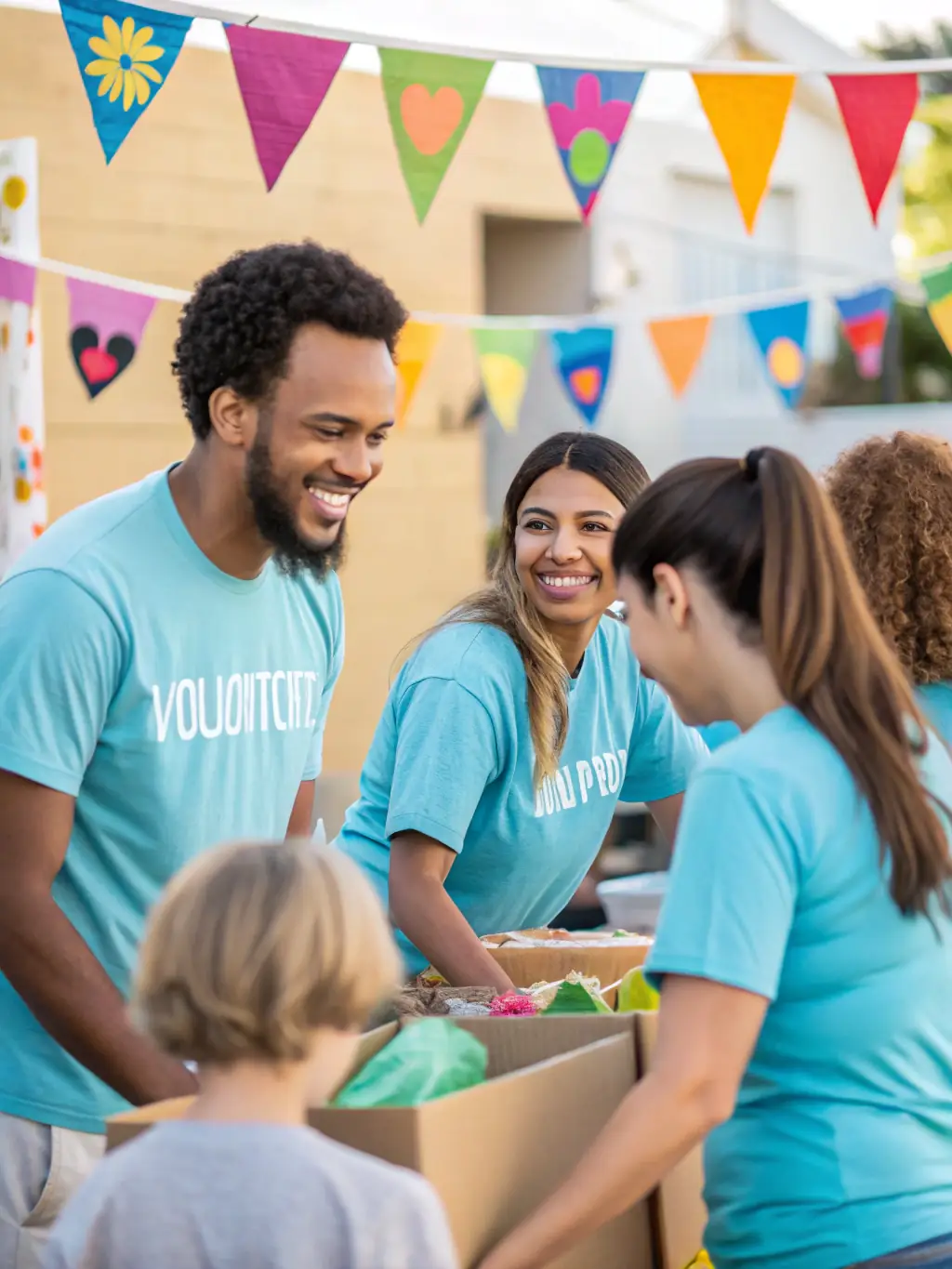 A group of volunteers collecting donations at a community event, illustrating the Fundraising Campaigns organized by COEUR LARZAC.